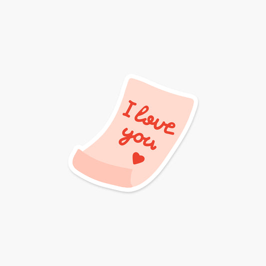 Note saying I Love You Valentine's Day Sticker | Footnotes Paper