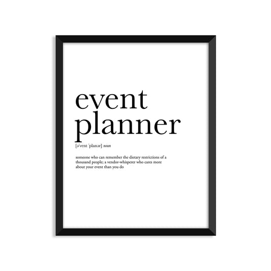 Event Planner Definition - Unframed Art Print Or Greeting Card