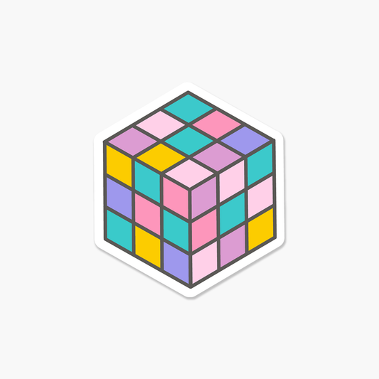 Pink Rubik's Cube Everyday Sticker | Footnotes Paper