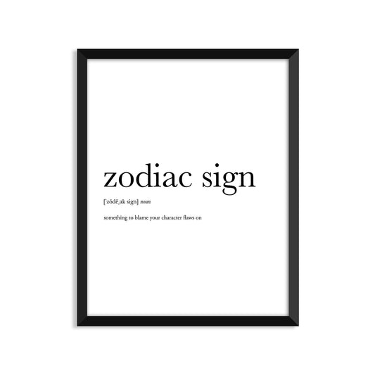 Zodiac Sign Definition - Unframed Art Print Or Greeting Card