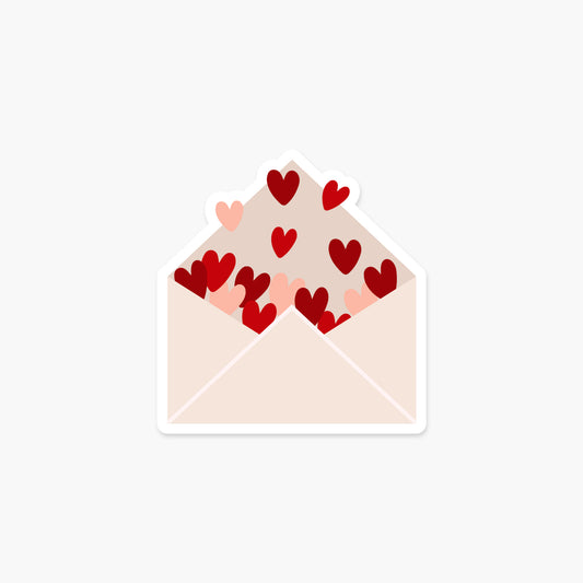 Envelope with exploding hearts Valentine's Day Sticker | Footnotes Paper