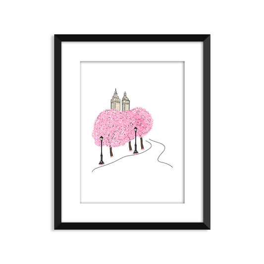 Around New York Cherry Blossoms - Unframed Art Print Or Greeting Card