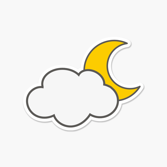 Crescent Moon with a Cloud Everyday Sticker | Footnotes Paper
