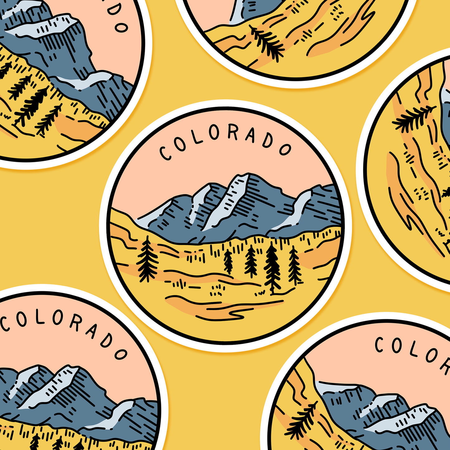 Colorado Illustrated US State 3 x 3 in - Travel Sticker
