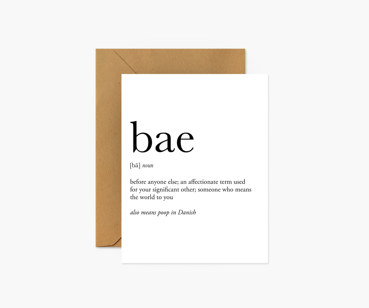 Bae Definition Love & Friendship Card | Footnotes Paper