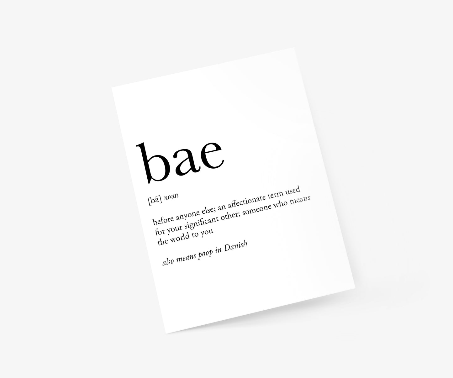 Bae Definition Love & Friendship Card | Footnotes Paper