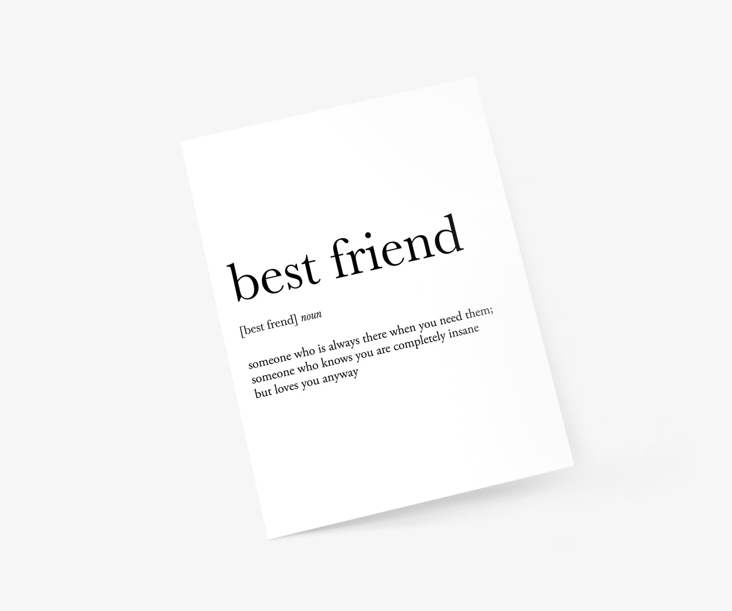 Best Friend Definition - Love & Friendship Card | Footnotes Paper
