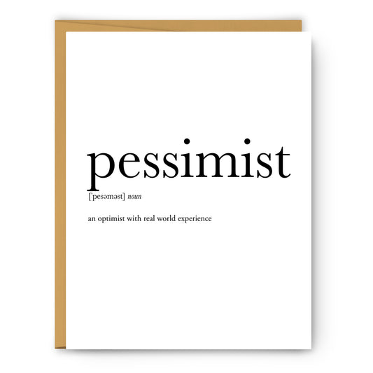Pessimist Definition - Unframed Art Print Or Greeting Card