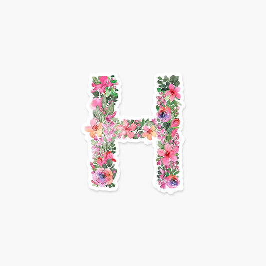 Letter "H" Floral - Monogram Initials Sticker | Footnotes Paper