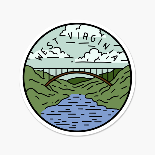 West Virginia Illustrated US State Travel Sticker | Footnotes Paper