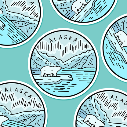 Alaska Illustrated US State 3 x 3 in - Travel Sticker
