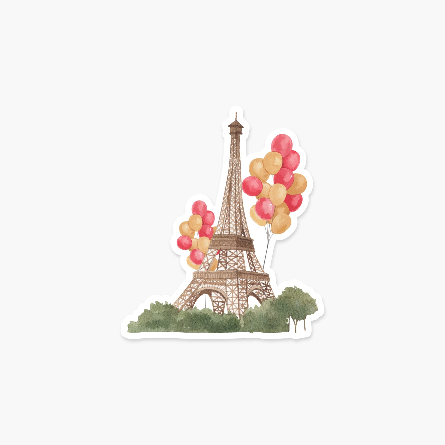 Eiffel Tower with Red and Yellow Balloons - Travel Sticker | Footnotes Paper