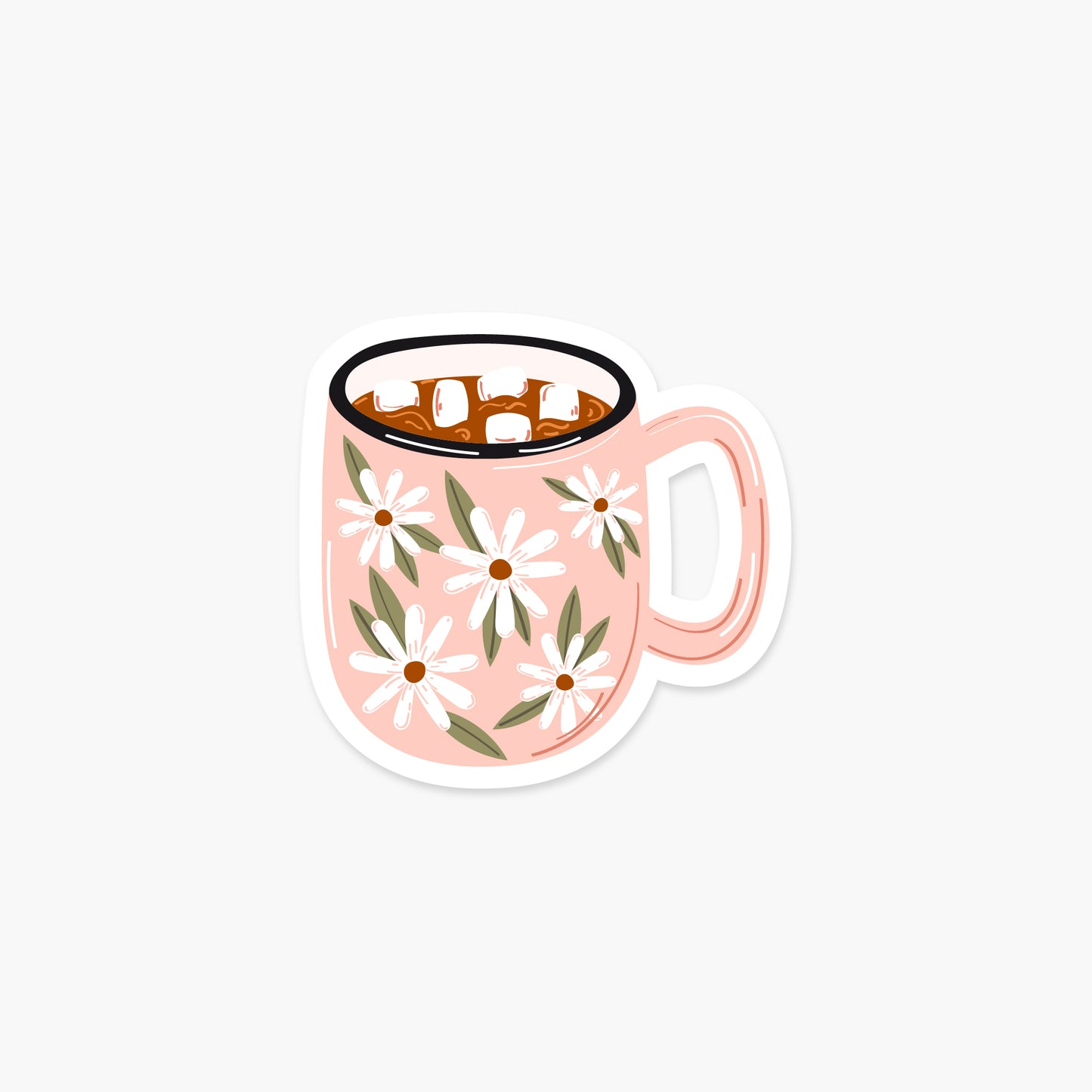Hot chocolate in a pink mug - Food Sticker | Footnotes Paper
