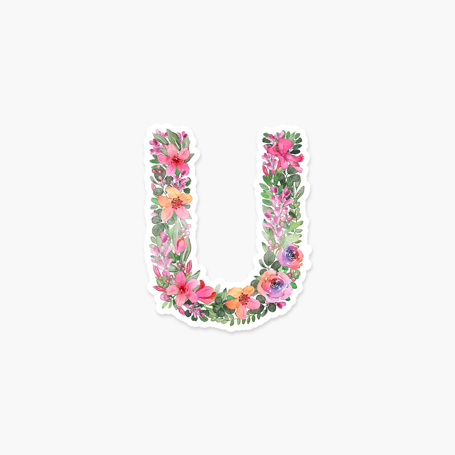 Letter "U" Floral - Monogram Initials Sticker | Footnotes Paper