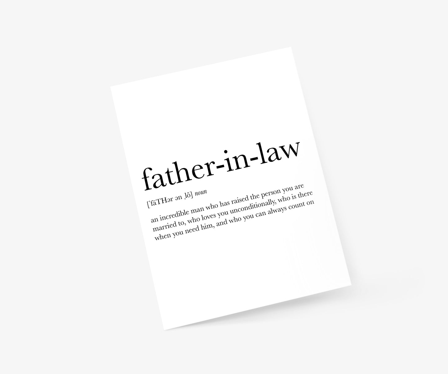 Father-in-Law Definition Father's Day Card | Footnotes Paper