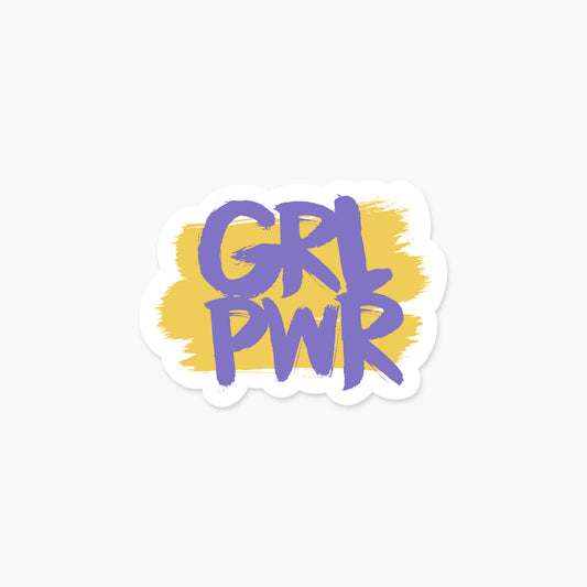 GRL PWR Purple Yellow Brushstrokes - Motivational Sticker | Footnotes Paper
