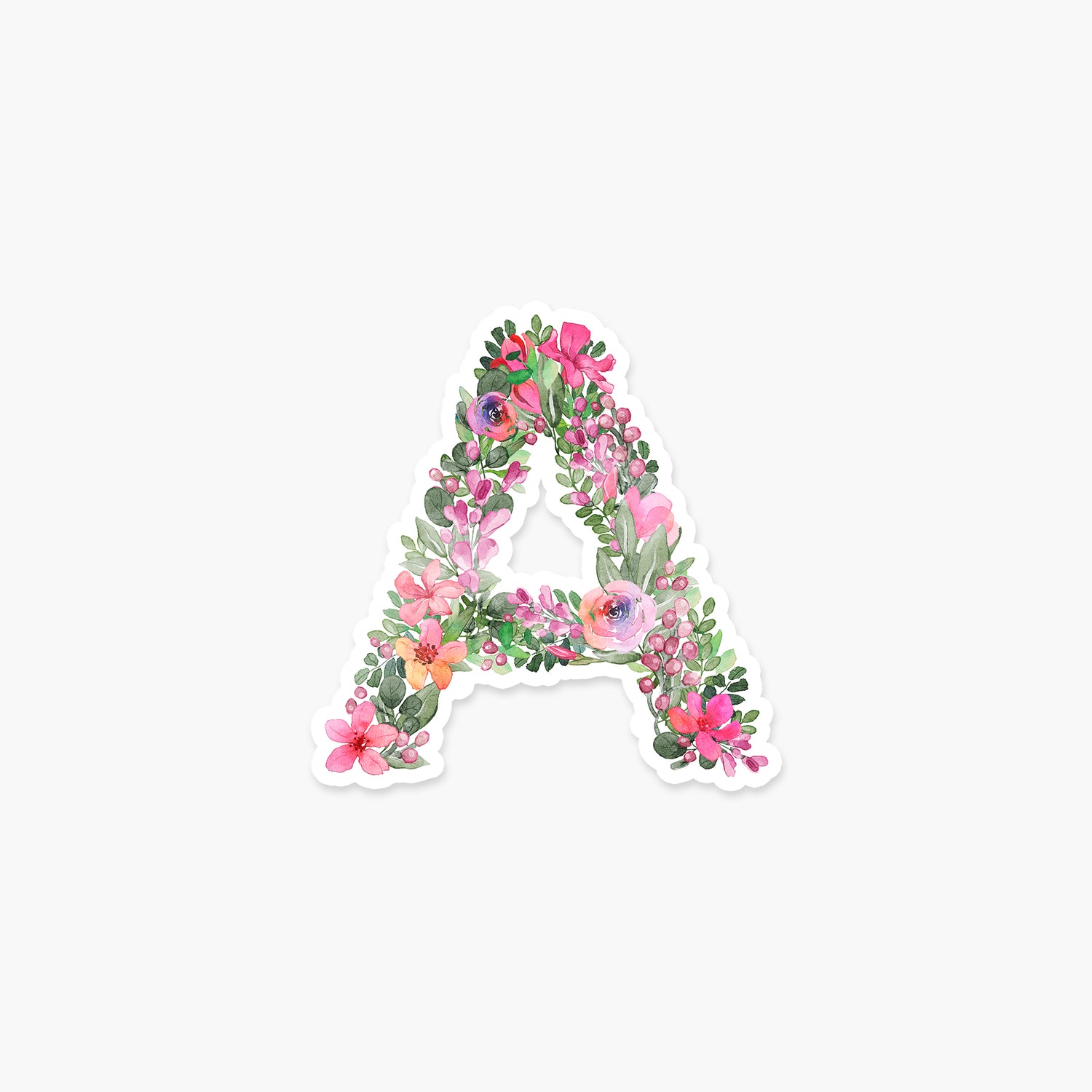 Letter "A" Floral - Monogram Initials Sticker | Footnotes Paper