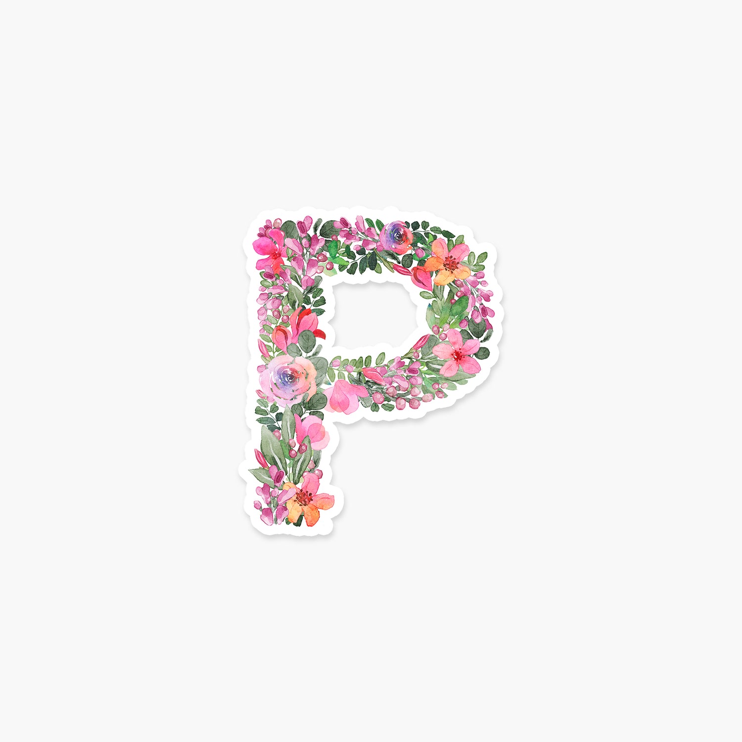 Letter "P" Floral - Monogram Initials Sticker | Footnotes Paper