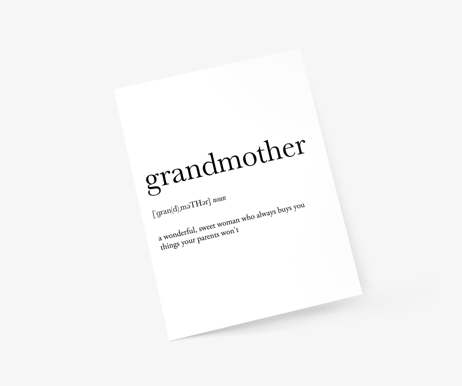 Grandmother Definition - Mother's Day Card | Footnotes Paper