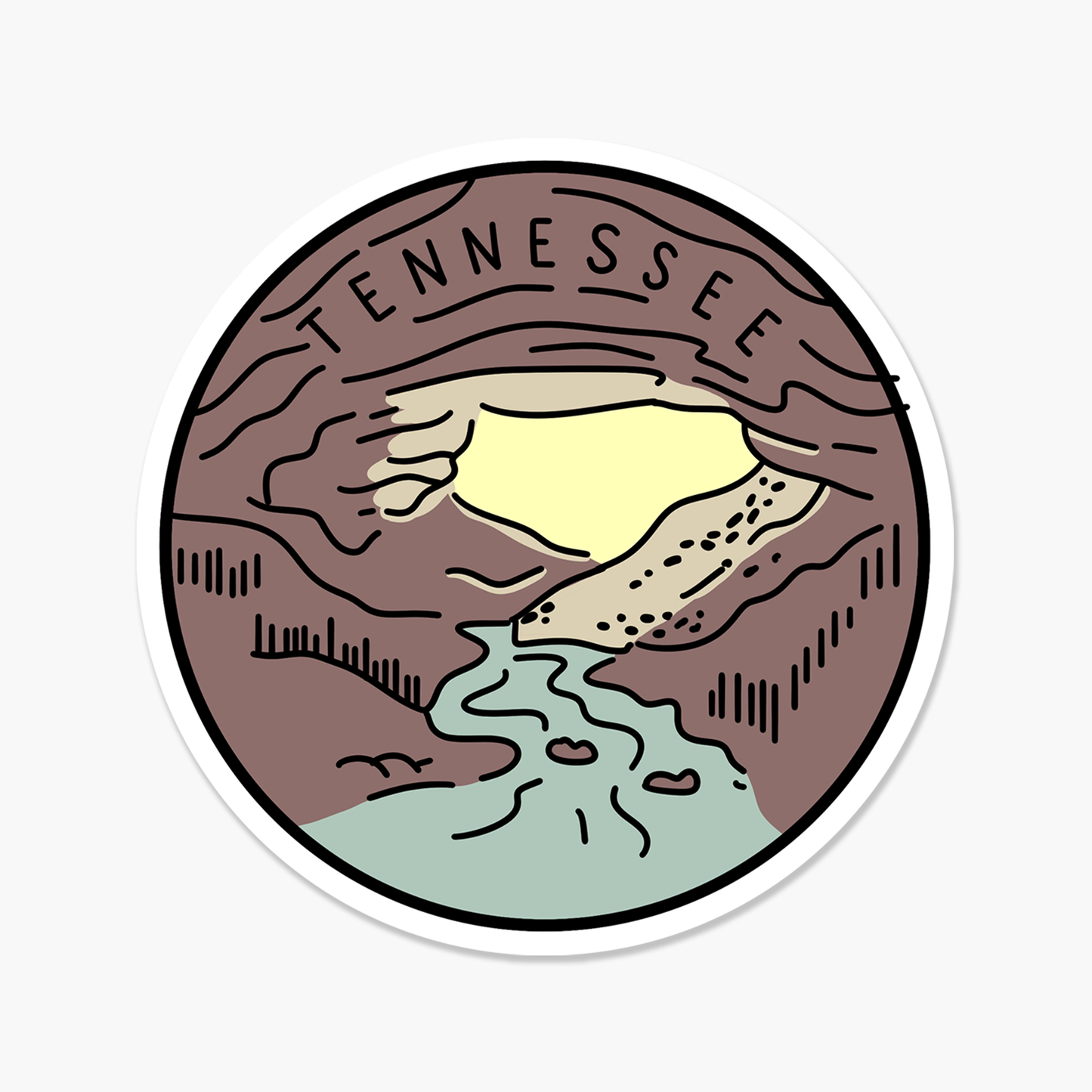 Tennessee Illustrated US State Travel Sticker | Footnotes Paper