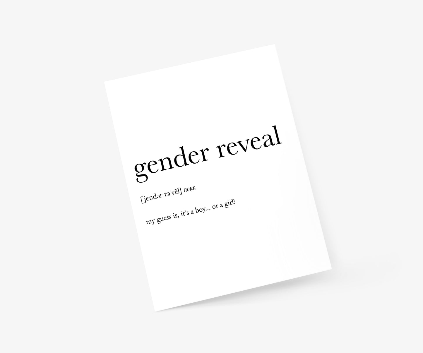 Gender Reveal Definition Baby Card | Footnotes Paper