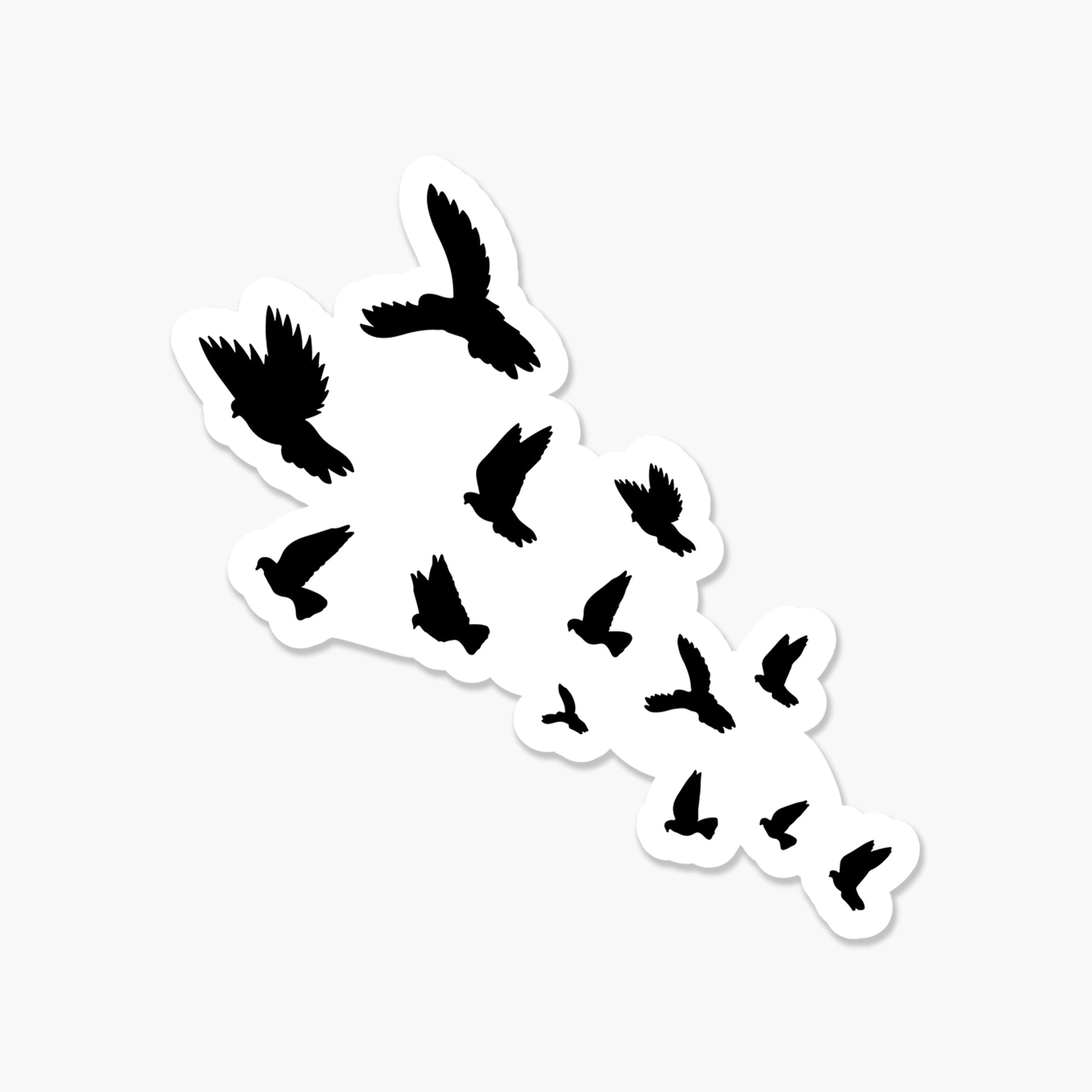 Flock of Birds - Black and White Everyday Sticker | Footnotes Paper