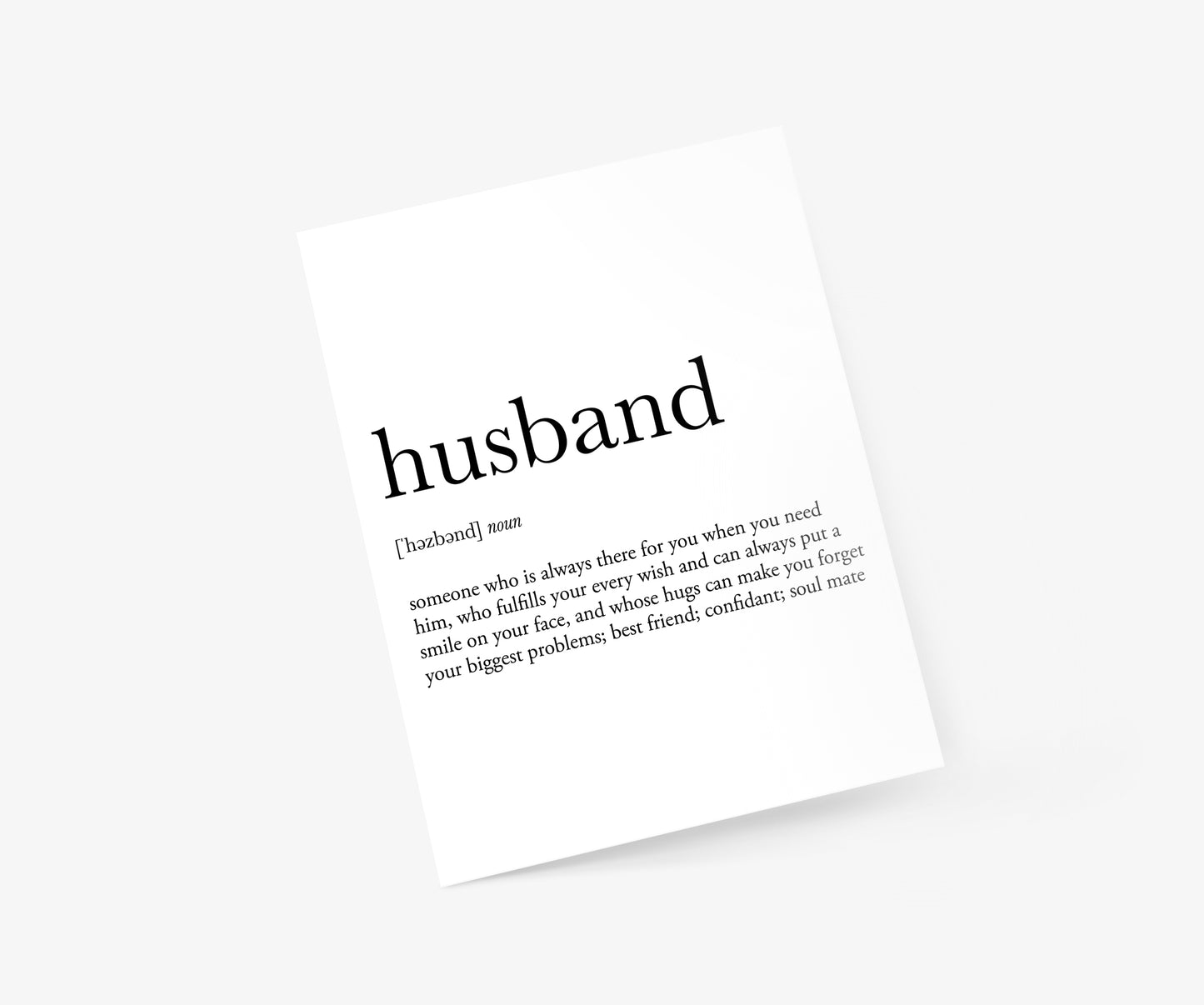 Husband Definition Wedding & Anniversary Card | Footnotes Paper