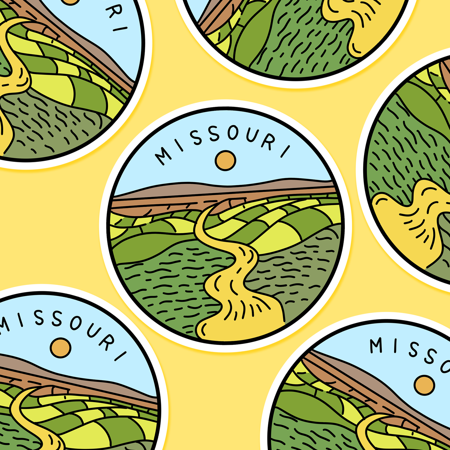 Missouri Illustrated US State 3 x 3 in - Travel Sticker