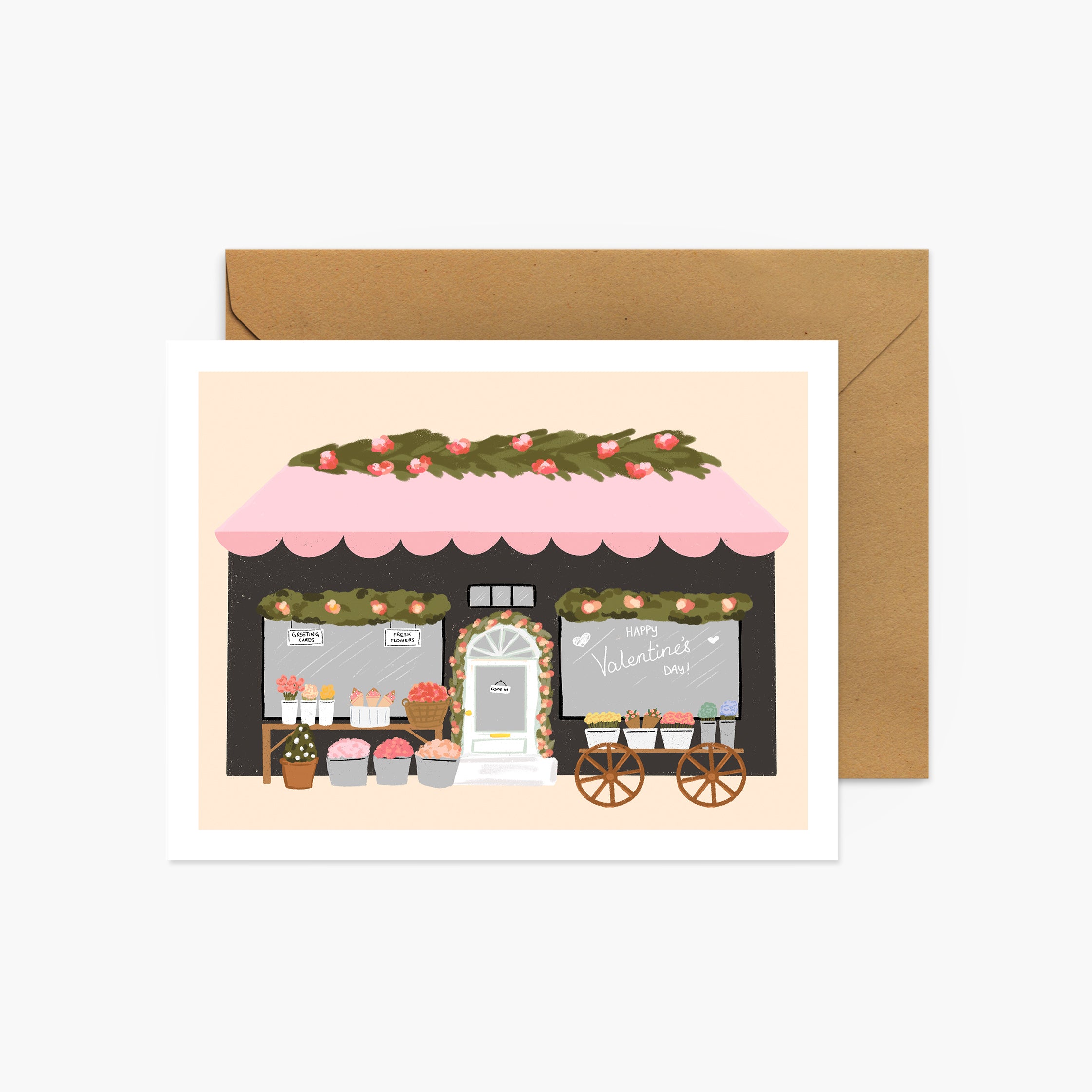 Illustrated Valentine's Day Market Valentine's Day Greeting Card ...