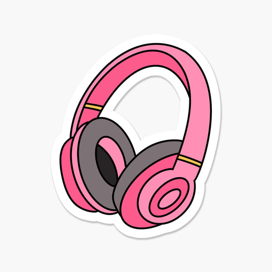 Pink Headphones Travel Sticker | Footnotes Paper