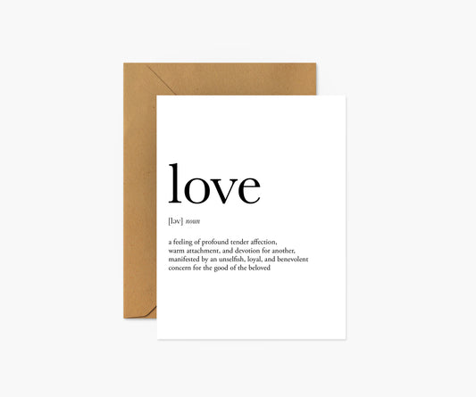 Love Definition Wedding & Anniversary Card | Footnotes Paper