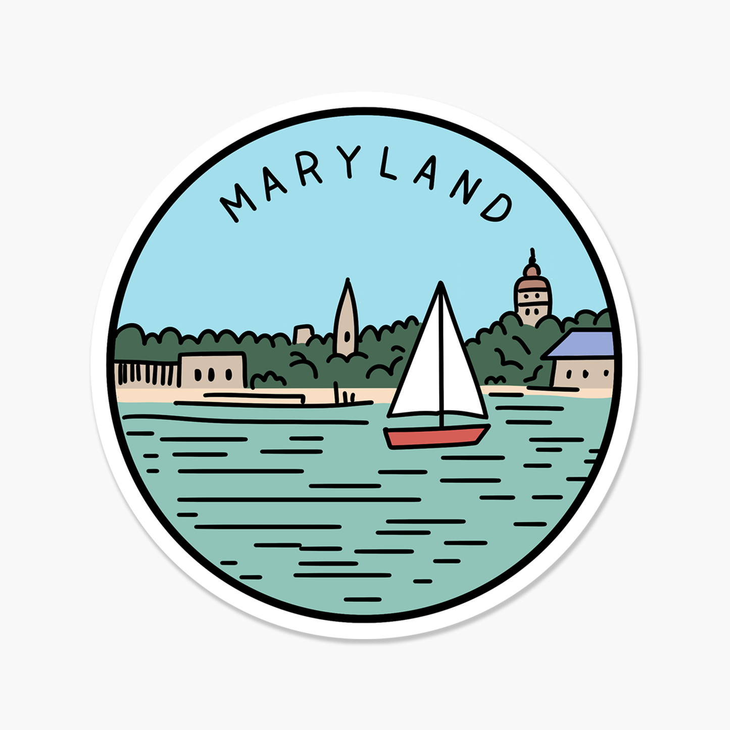 Maryland Illustrated US State Travel Sticker | Footnotes Paper