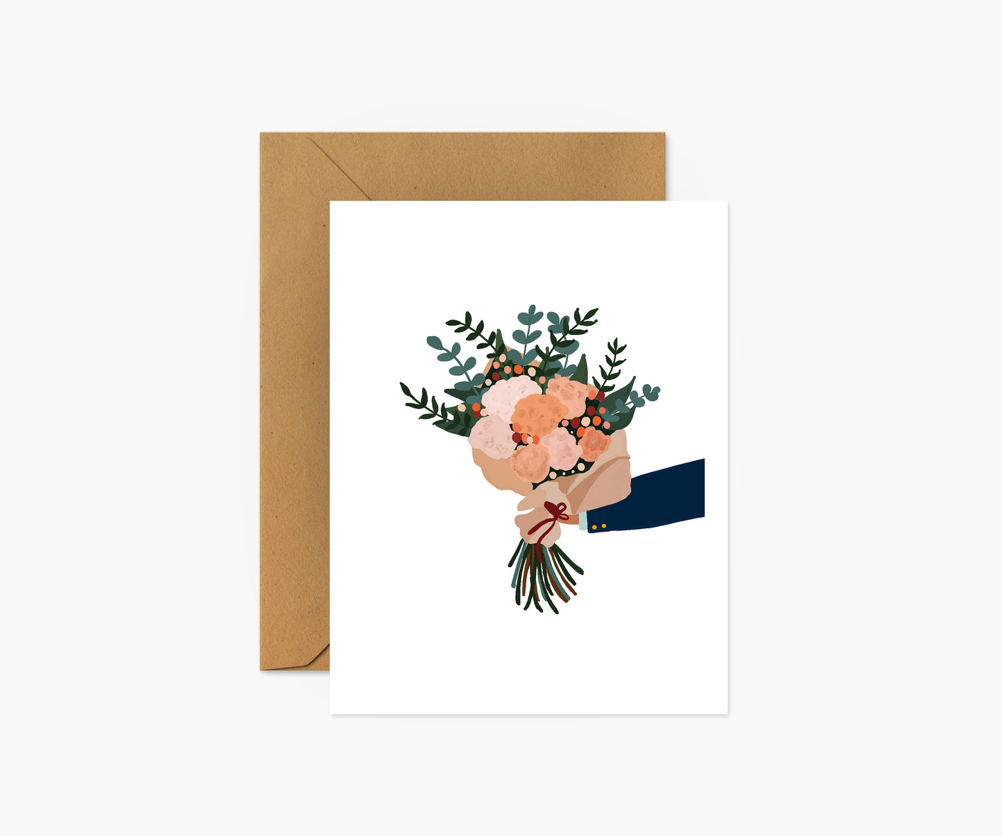 Man Holding Bouquet - Valentine's Day Card