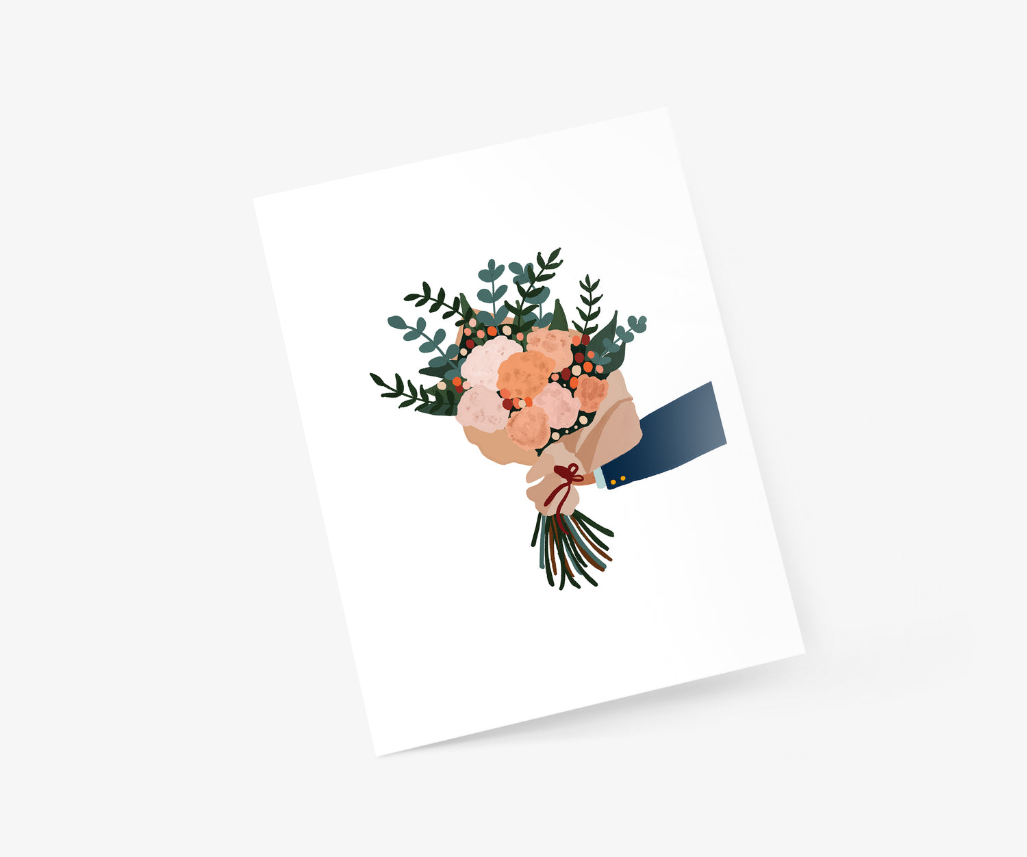 Man Holding Bouquet - Valentine's Day Card