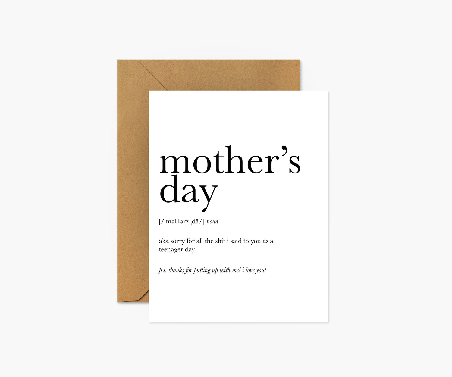 Mother's Day Definition (sorry) Mother's Day Card | Footnotes Paper
