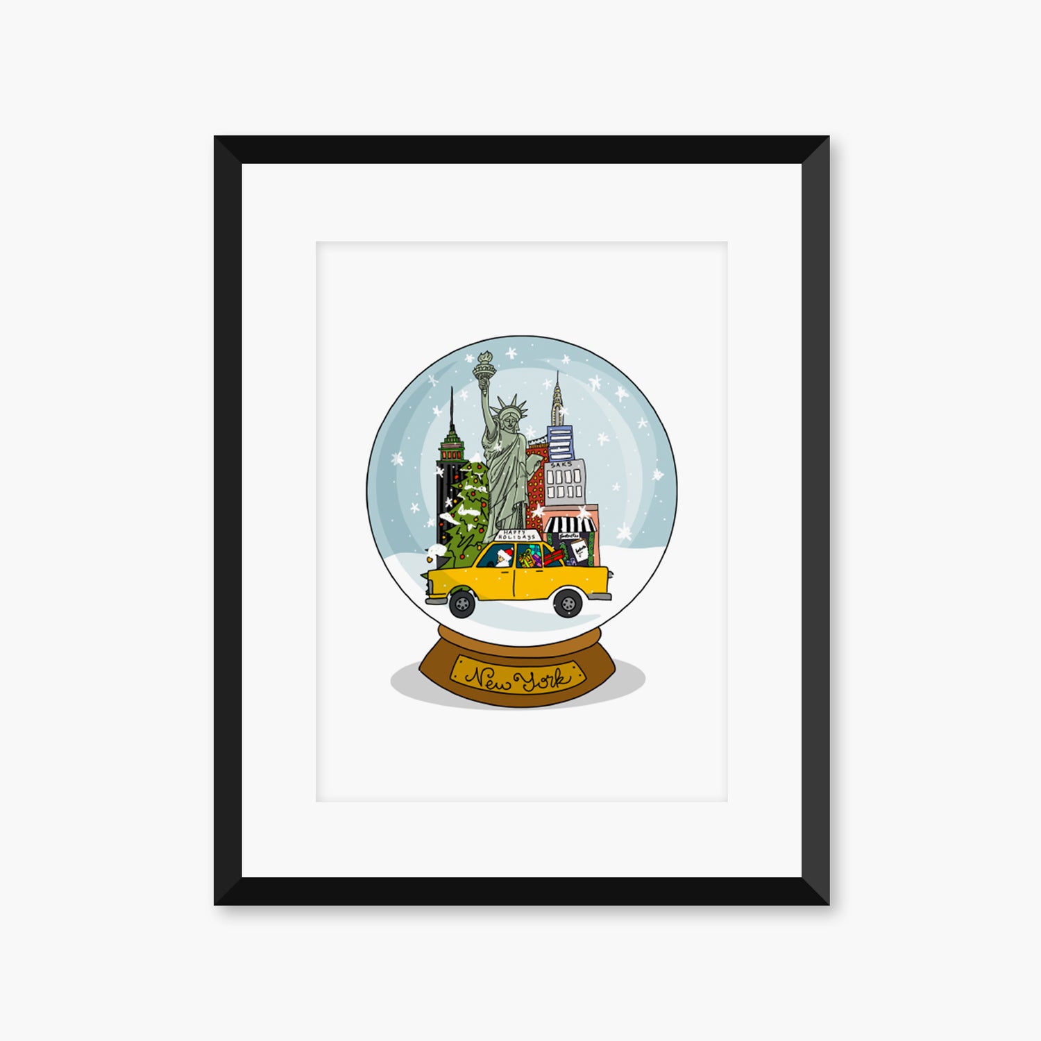 New York in a Snow Globe - Around New York Christmas Wall Art | Footnotes Paper