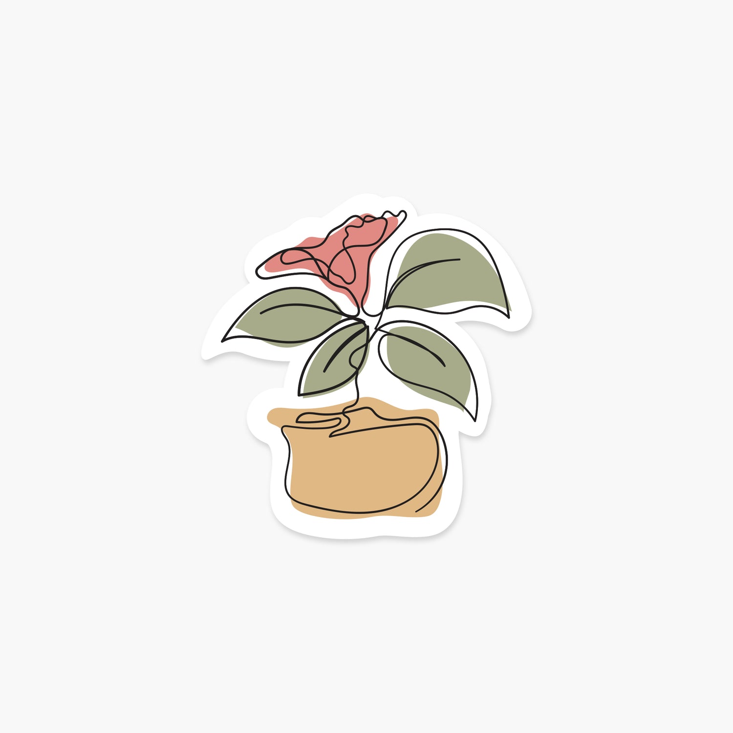 Rose in a Pot Line Art - Floral Sticker | Footnotes Paper
