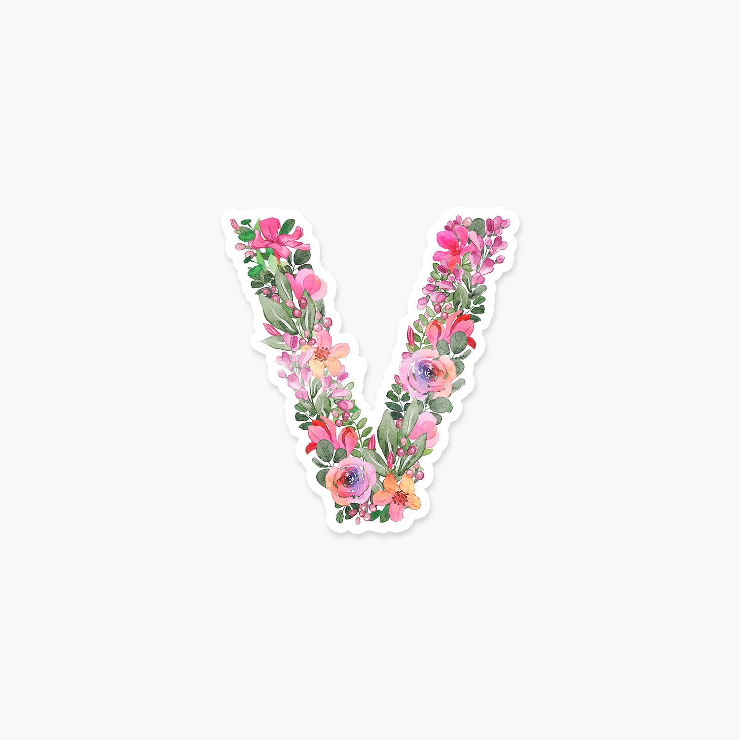 Letter "V" Floral - Monogram Initials Sticker | Footnotes Paper