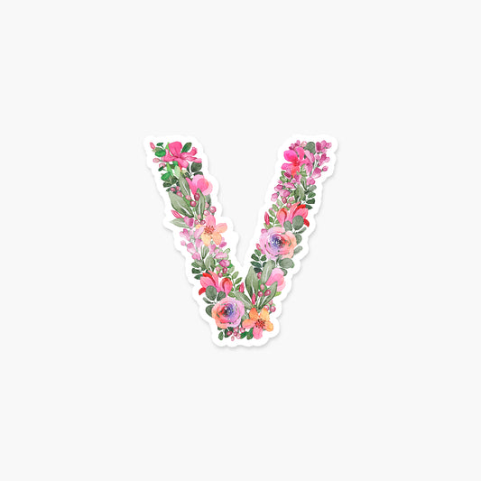 Letter "V" Floral - Monogram Initials Sticker | Footnotes Paper