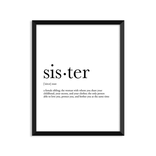 Sister Definition - Unframed Art Print Or Greeting Card