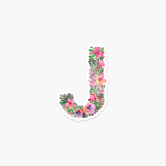 Letter "J" Floral - Monogram Initials Sticker | Footnotes Paper