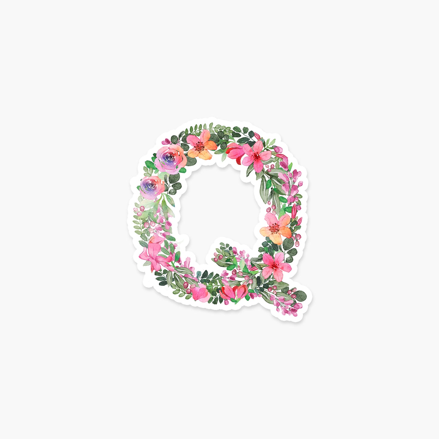 Letter "Q" Floral - Monogram Initials Sticker | Footnotes Paper