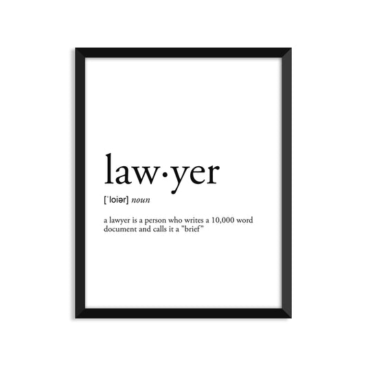 Lawyer Definition - Unframed Art Print Or Greeting Card