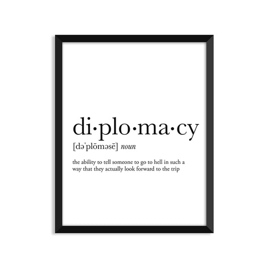 Diplomacy Definition - Unframed Art Print Or Greeting Card
