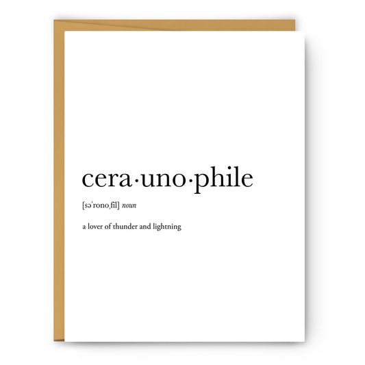 Ceraunophile Definition - Unframed Art Print Or Greeting Card