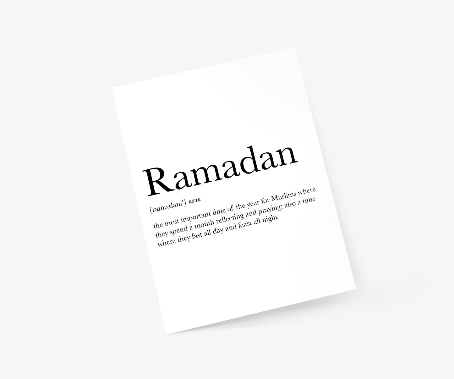 Ramadan Definition (feast) Ramadan & Eid Card | Footnotes Paper