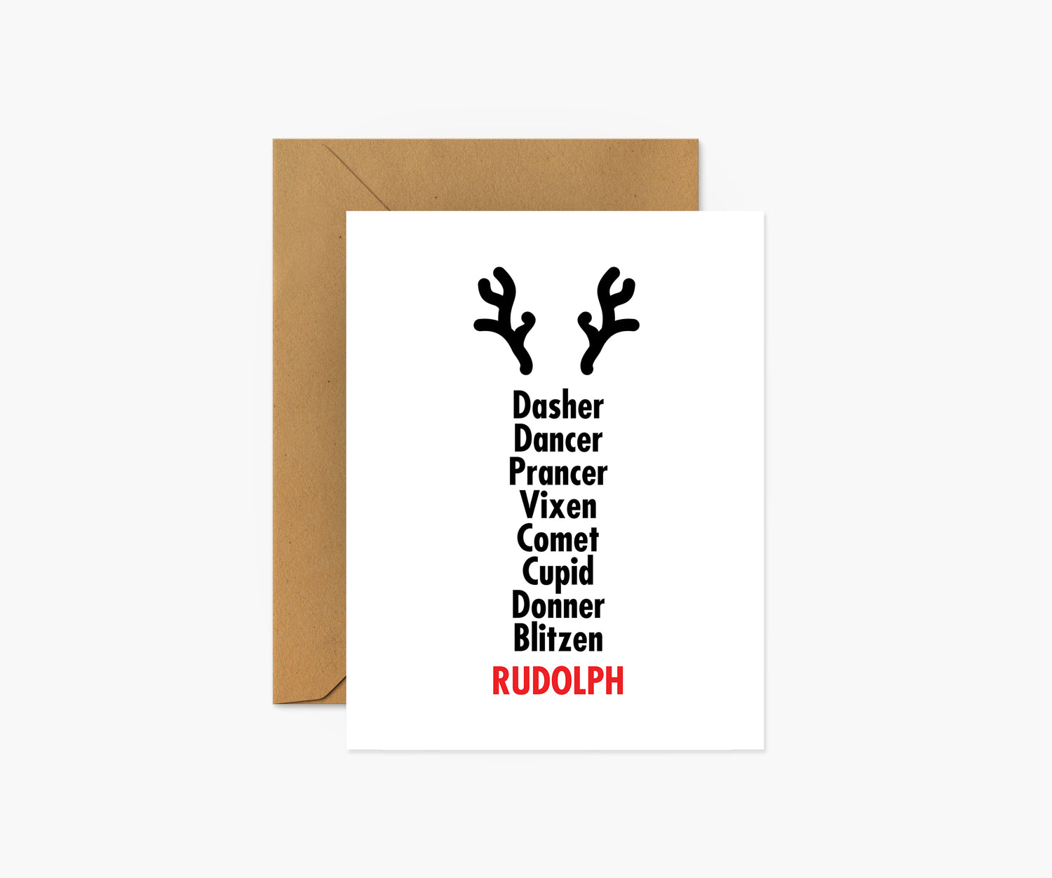 Reindeer Names - Christmas Greeting Card