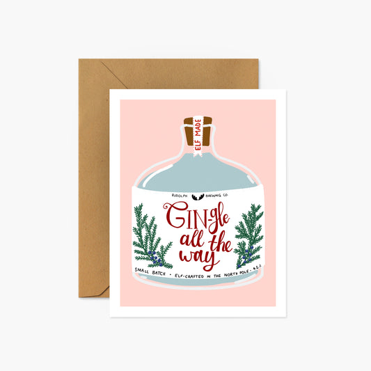 Gin-gle All The Way Christmas Greeting Card | Footnotes Paper
