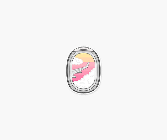 Airplane Window Pink Sky Sticker