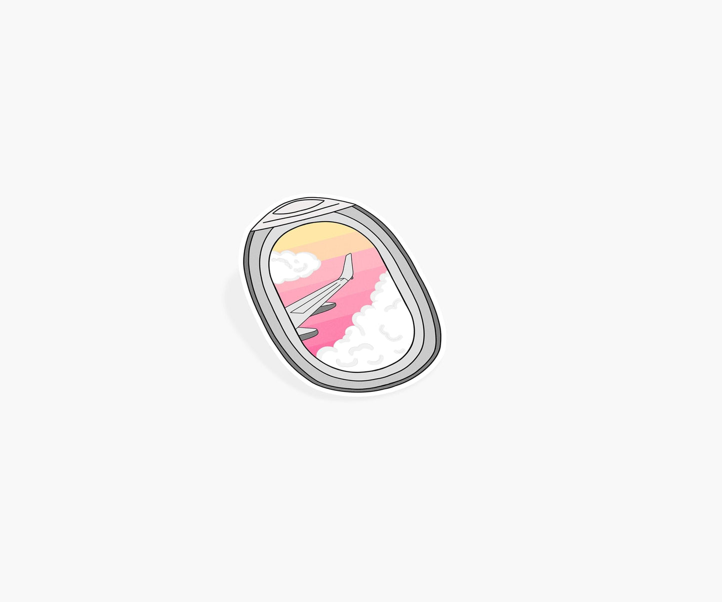 Airplane Window Pink Sky Sticker